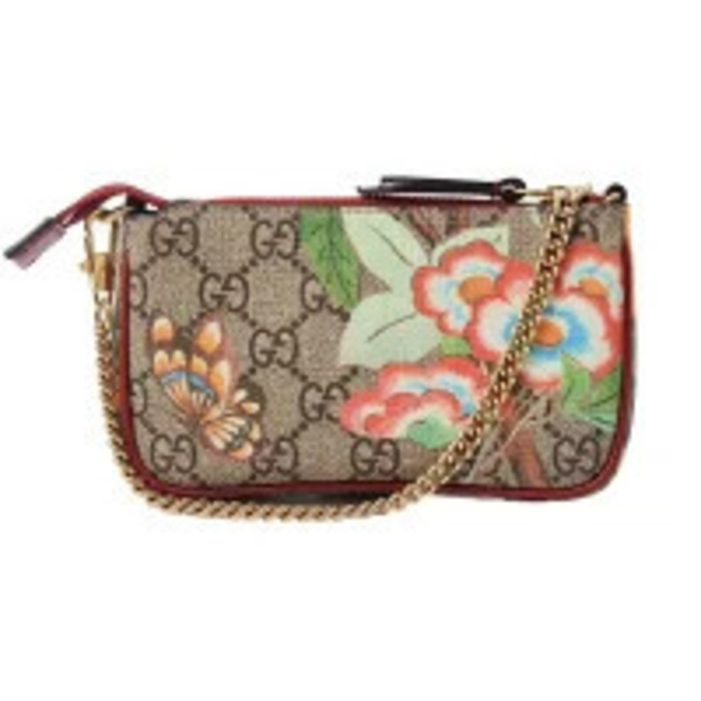 Gucci Chain Butterfly Beige Multi Tian Flower GG Bird Supreme Handbag
